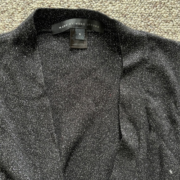 Marc Jacobs Wool Cashmere Black Glittery Shimmer Cardigan Sweater S - Picture 2 of 4